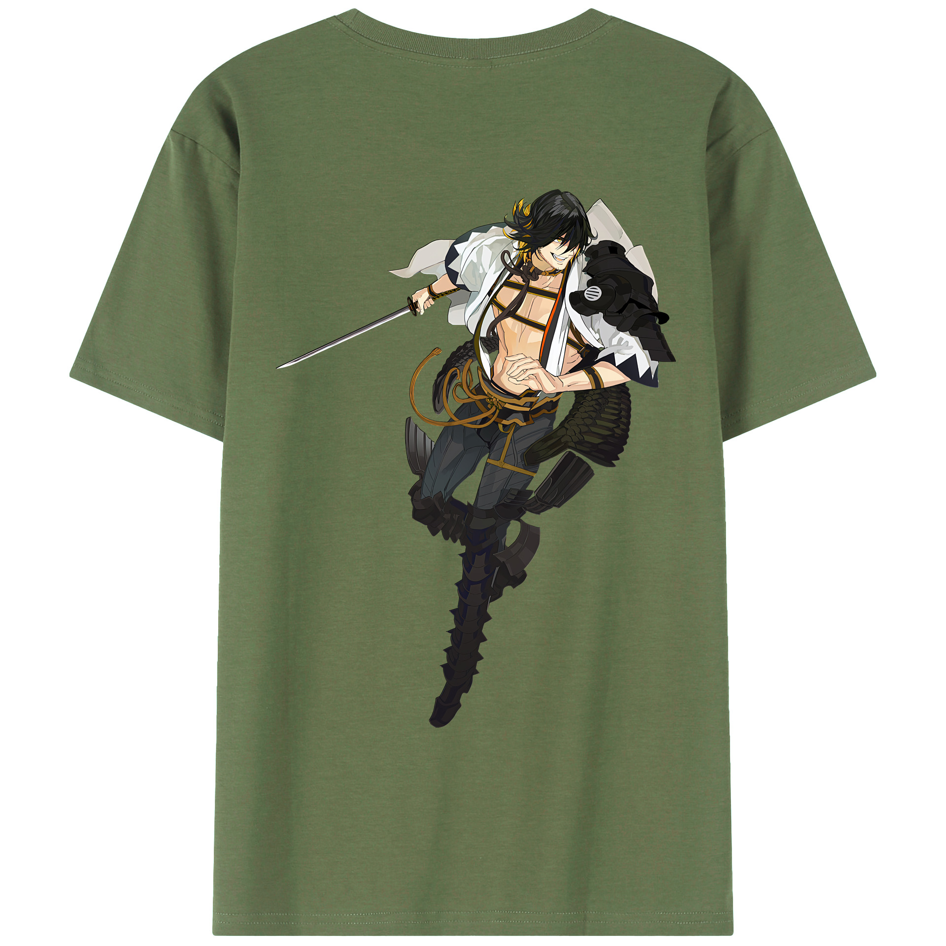 （画像用） 刀剣乱舞 Touken Ranbu 綿100％ メンズ半袖Tシャツ（バックプリント） 通気性